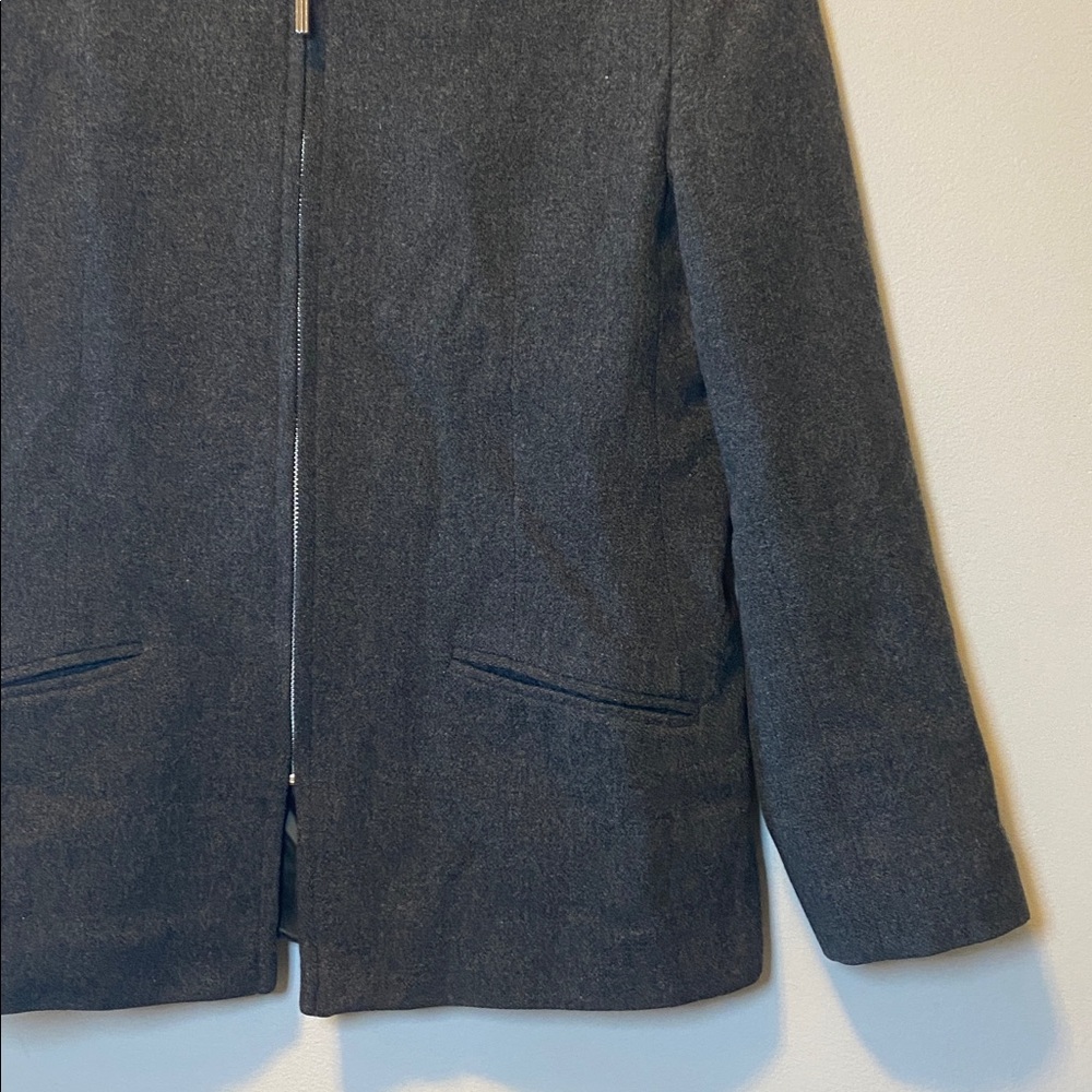 Lands End Vintage Jacket Women’s 6 Gray Wool Cashmere Blend Full Zip Collared - Picture 4 of 13